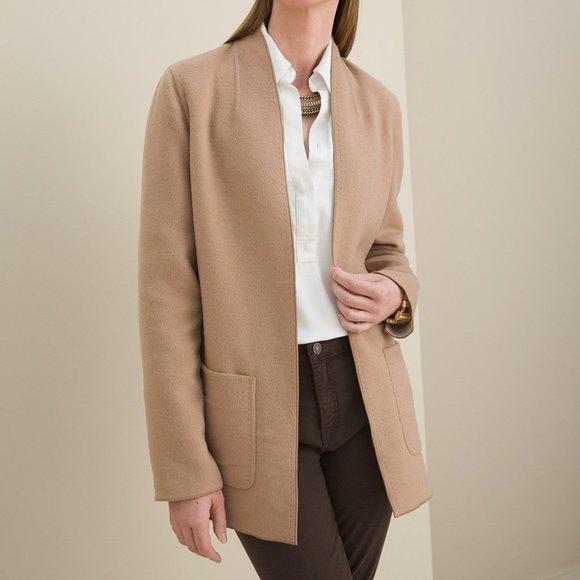 Chico's Jackets & Blazers - Chico's Reversible Plush Jacket Ecru Tan Size 2 (12/14) NWT